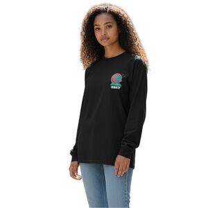 Obey Black Long‎ Sleeve Shirt with Mushroom Graphic Size M